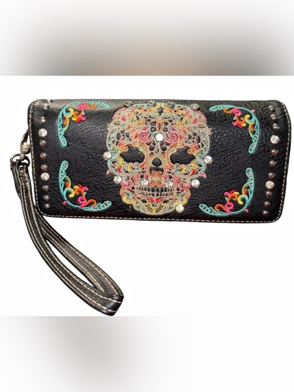 Montana West Sugar Skull Collection Wallet Wristlet.